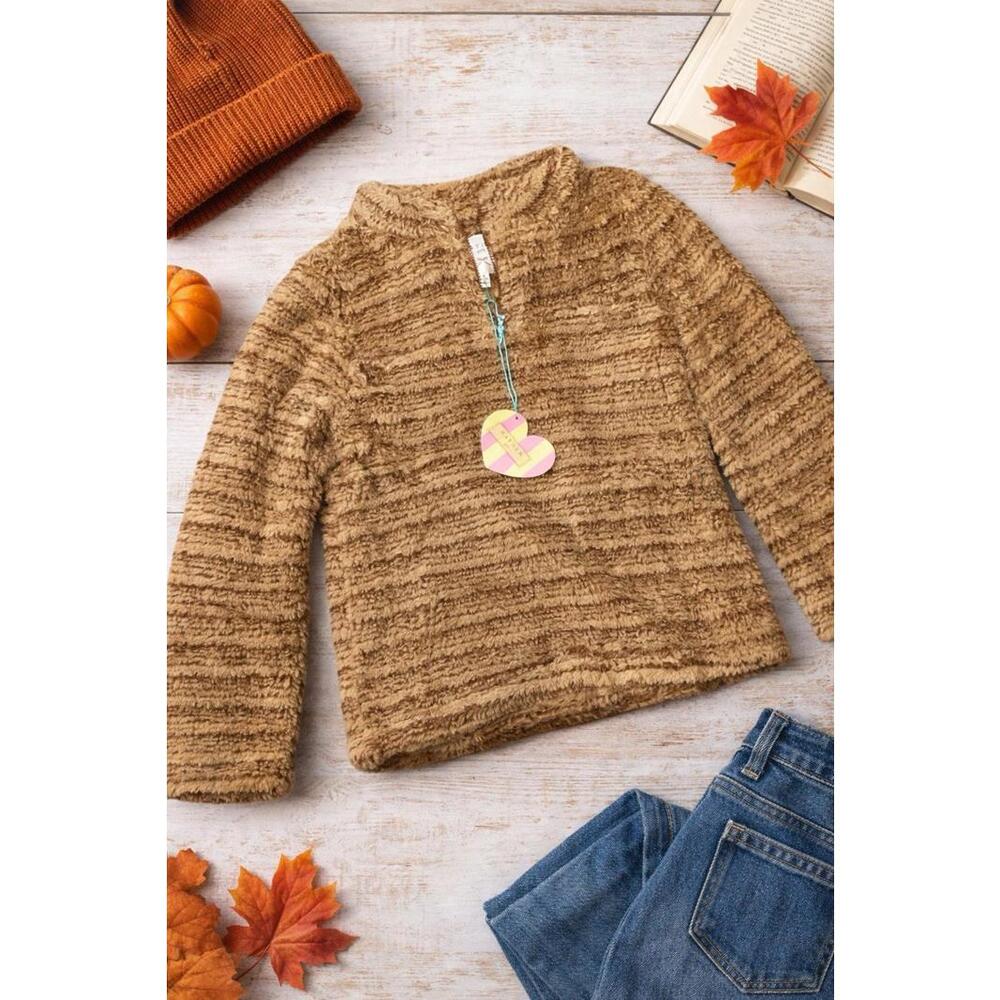 Hayden LA Girls M Teddy Fleece Pullover Tan Cozy Soft NWT